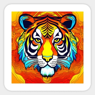 Psychedelic Art Tiger Head Sticker